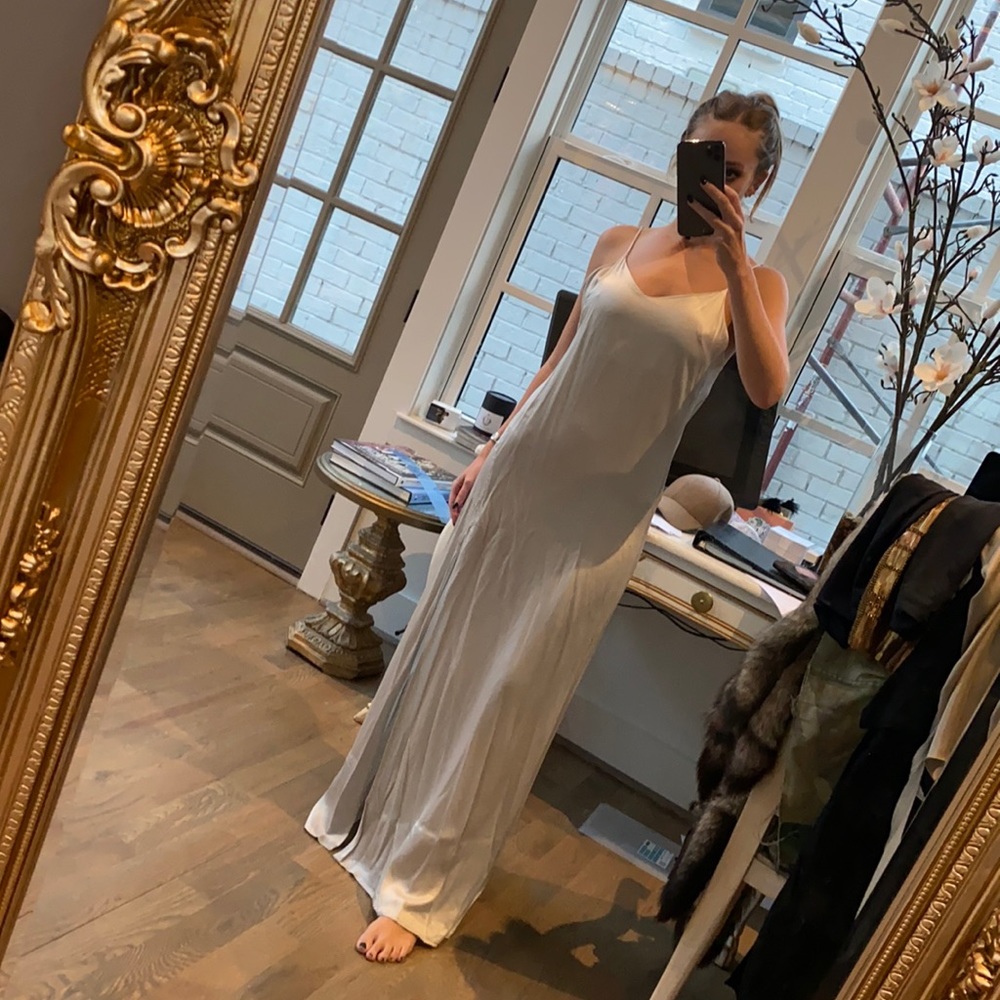 Stillwater Silver Silk Slip Dress